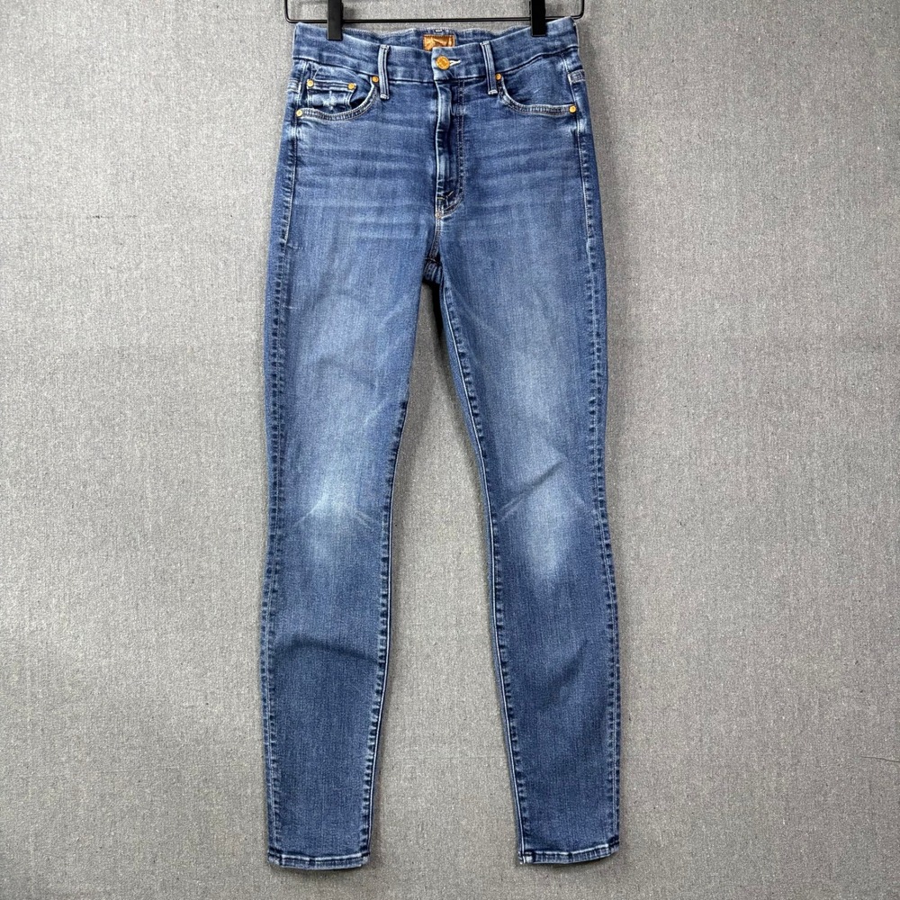 MOTHER High Waisted Looker Jeans Women 26 Blue Teaming Up Skinny Denim 1221-104